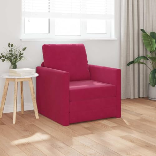 WDGJJFECNMUEHI Schlafsofa 60cm Weinrot Samt Sofabett Gästebett für kleine Wohnung, modernes Schlafcouch mit manueller Umwandlung, plüschig weiche Samtpolsterung für Wohnzimmer und Gästezimmer