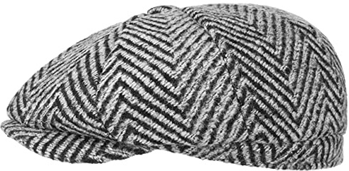 Lipodo Coarse Herringbone Schirmmütze Herren mit Wolle Futter Ballonmütze Herbst Winter grau S (55-56 cm)