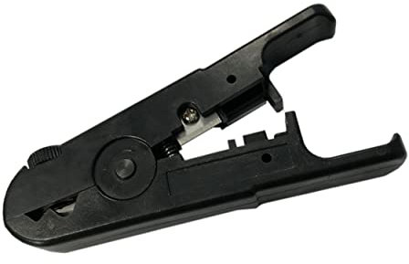 PremiumX PX-218 Abisolierwerkzeug Abisolierzange Schwarz für Koaxialkabel Computerkabel Lautsprecherkabel STP/UTP Kabel