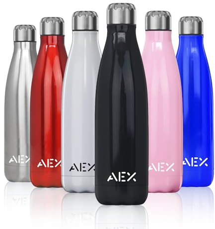 500ml isolierte Wasserflasche - Doppelwandiger vakuumisolierter Edelstahl (schwarz)