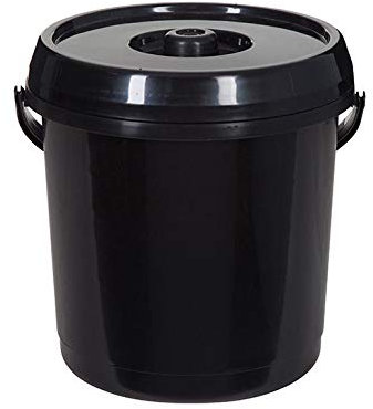 Large Carry Handle 14L Plastic Nappy/Bin Baby Pet Animal Food Bird Seed Soil Tub Cleaning Bucket Storage Container with Lock Lid (Black)