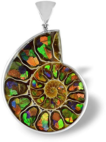 Starborn Ammolit in Ammonit Einlagearbeit Intarsie Sterling Silber Anhänger