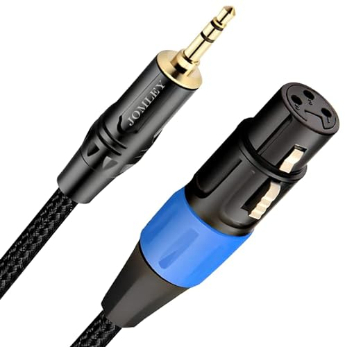 JOMLEY XLR auf Klinke 3,5 mm Kabel, Unsymmetrische XLR-Buchse auf 3,5 mm Mini-Stereo-Klinke Aux Mikrofonkabel für Handy, Laptop, Lautsprecher, Mixer - 3 Meter