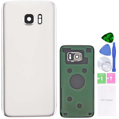 MovTEK Akkufachdeckel Akkudeckel Rückseite Glas für Original Samsung Galaxy S7 G930 Serie Weiß Backcover Batterieabdeckung Reparatur-Set White