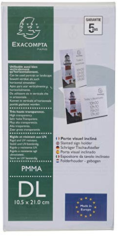 Exacompta 83058D Prospekthalter DL 10 x 21 cm Hoch/Querformat aus stoßfestem Acryl schräg ideal zur Präsentation Flyerhalter Aufsteller transparent