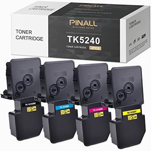 PINALL TK-5240 Toner Kompatibel für Kyocera Ecosys M5526cdw M5526cdn P5026cdn P5026cdw - TK-5240K TK5240 TK5240K TK-5240c (Schwarz, Magenta, Cyan, Gelb, 4er-Pack)