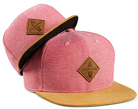 Soulbuddy Cap Herren Cap Kinder – 2er-Set Familien Outfit Set – Vatertagsgeschenk für Papa – Geschenke zum Vatertag – Papa Geschenk – Hellrot – One Size und Kids M