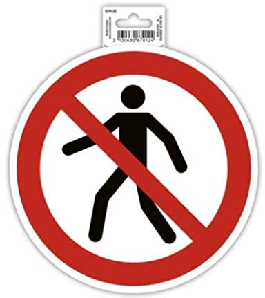Exacompta 67012E Kein Zutritt für Fußgänger Klebeschild Ø20cm Rot-Weiß aus UV-beständigem PVC Hinweisschild Schilder Warnhinweis Sticker Aufkleber Türschild