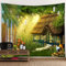 Alvinlite Grün Dschungel Wandteppich, 200x150cm Nebliges Wandtuch Wald für Schlafzimmer, Wandtücher Landschaft, Zuhause Weihnachtsdeko Wanddeko für Schlafzimmer Wohnzimmer Wohnheim