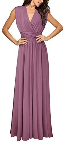 Onsoyours Vestiti della Sera e Cerimonia da Donna Abito da Cerimonia Donna Damigella Vestito Lungo Elegante Festa Rosa Scuro M