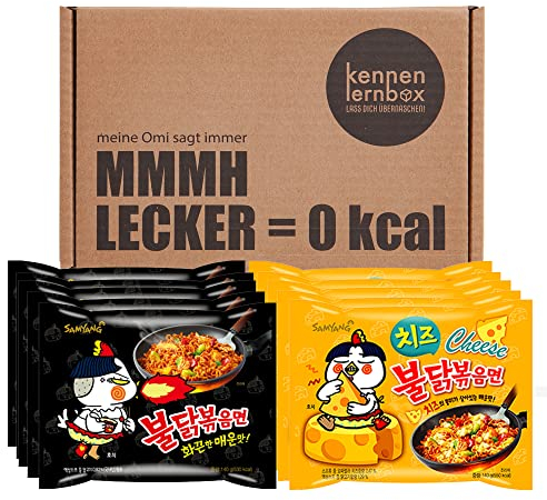 Kennenlernbox 10er Buldak Box | SAMYANG Hot Chicken Ramen Combo | 5er Pack Hot Chicken & 5er Pack Käse |