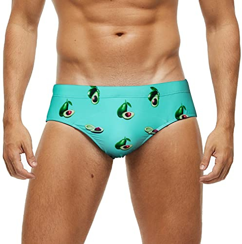 Arcweg Men's Swimming Trunks Briefs Low Waist with Removable Pad Swimwear Elastic Beach Shorts Boxers Underwear Avocado S(EU)