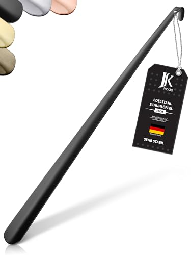 JK Trade® L'original | Chausse-pied stable en acier inoxydable de 72 cm de long | Long chausse-pied en acier inoxydable pour se tenir debout | Protège le dos | Shoe Horn | Business | Noir