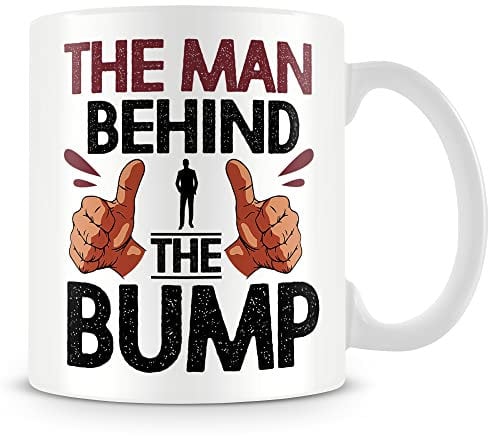 MUGGZ Mug Gift for Expectant/New Dad - The Man Behind The Bump – Custom Funny Coffee Mug – Unique Gift for Friends & Family