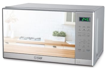 Chef commerciale Microonde piccolo 0,7 cu. Piede - Microonde da piano di lavoro con schermo digitale, forno a microonde in acciaio inox con 10 livelli di potenza, microonde portatile eccezionale
