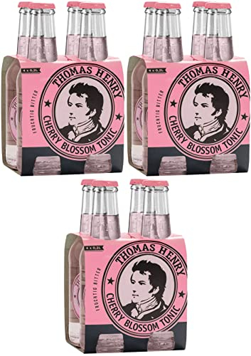 Thomas Henry Cherry Blossom Tonic Water - fruchtig bitter - (3 x 4 x 0,2 l Glas MW) 3er Set Bitterlimonade zum Mixen deiner Longdrinks und Cocktails mit Gin & Co.