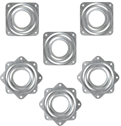 6 Piezas 3 Pulgadas Rodamiento Giratorio Cuadrados 360 Grados Lazy Susan Placa Giratoria de Metal para Mesa de TV, Taburetes de Bar, Muebles de la Vuelta (Plata)