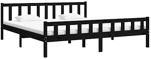vidaXL Massivholzbett Schwarz 160x200 cm