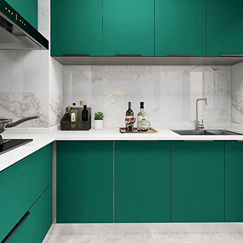JOLIHOME Papel Pintado Autoadhesivo de Plástico Verde Oscuro Extraíble de 40x500 cm Despegar y Pegar Pegatinas de Muebles Reacondicionadas para Armario Cajón Puerta Dormitorio Sala de Estar