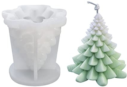 Stampo per Candele Albero di Natale 3D Candela in Silicone Stampi per Candele in Silicone 3D Stampo Candela Albero di Natale 3D Stampo per Candele Natalizie per Candele Fatte a Mano (B)