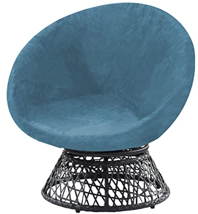 JHLD Round Saucer Chair Cover Velvet, Stretch Moon Chair Slipcovers 1 Piece soft Moon Chair Cover With Elastic Bottom Saucer Chair Slipcover For dogs cats -peacock blue-large