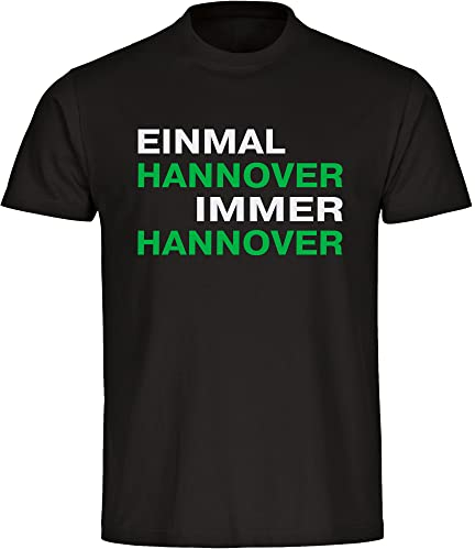 VIMAVERTRIEB® Herren T-Shirt Hannover - Einmal Immer - Druck: grün/weiß - Männer Shirt Fußball Fanartikel Fanshop - Größe: L schwarz