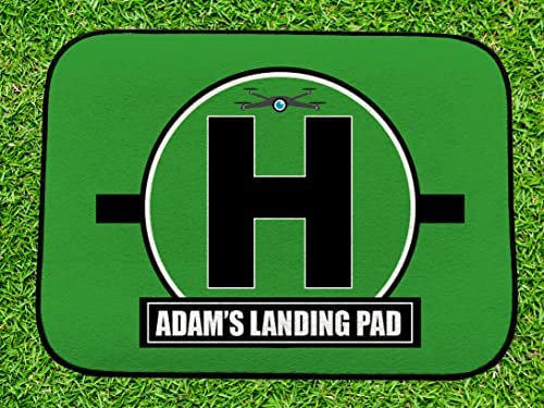 Artylicious Personalised Drone Landing Pad - portable Orange mat for any Drones, Drone Accessories - 44cm x 32cm (Green)