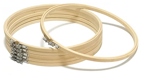Worown 6 Stück 25 cm Bambus Stickring, Stickrahmen holz, Embroidery Hoop für Handwerk Nähen