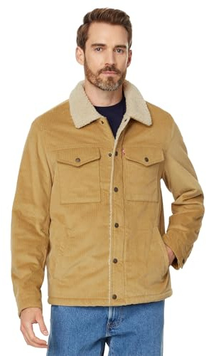 Levi's Herren Corduroy Sherpa Lined Trucker Jacket (Regular & Big & Tall Sizes) Jacke, Sandfarbener breiter Walkord, XL