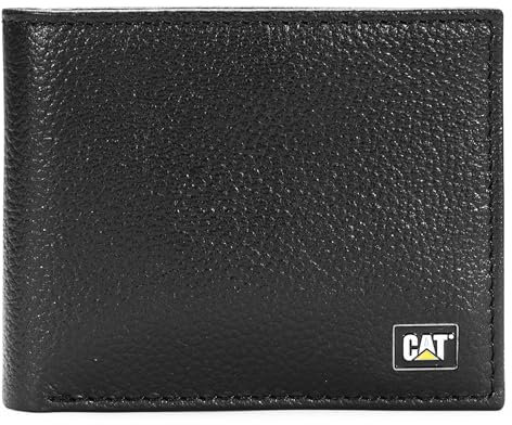 CAT Herren Leder Bifold Wallet, Schwarz, Einheitsgröße, Faltbare Geldbörse aus Leder
