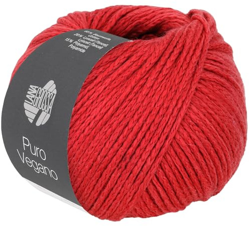 LANA GROSSA Puro Vegano | Kettgarnkonstruktion ohne tierische Fasern | Handstrickgarn aus 65% Baumwolle, 20% Lyocell (Tencel) & 15% Polyamid | 50g Wolle zum Stricken & Häkeln | 90m Garn FB 6