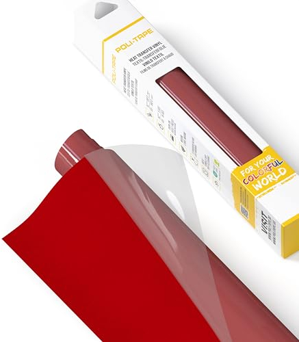 POLI-TAPE TUBITHERM® FLOCK Transferfolie mit samtartiger Oberfläche für Textilien – Flockfolie zum Aufbügeln, Plotterfolie für DIY Shirts, Signal Rot, 30,5 cm x 61 cm