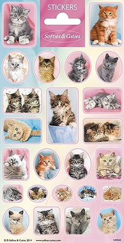 Sticker für Kinder * SÜSSE TIERE *als Mitgebsel, Geschenk oder Spiel | Hunde Katzen Pferde Zootiere Alpaka Einhorn | Aufkleber Kindergeburtstag Geburtstag (Katzen, 24 Sticker)