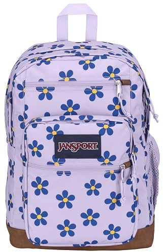 JanSport Cool Backpack, with 15-inch Laptop Sleeve - Large Computer Bag Rucksack with 2 Compartments, Ergonomic Straps,, Precious Petals Pastel Lilac, One Size, Cool Backpack