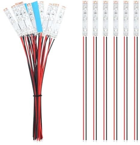 YIXISI 15 Stücke 50mm VorDrahtete LED Streifen, 2335 SMD LED, 12-18V LED Streifen, Modellbau Led Beleuchtung, Rot