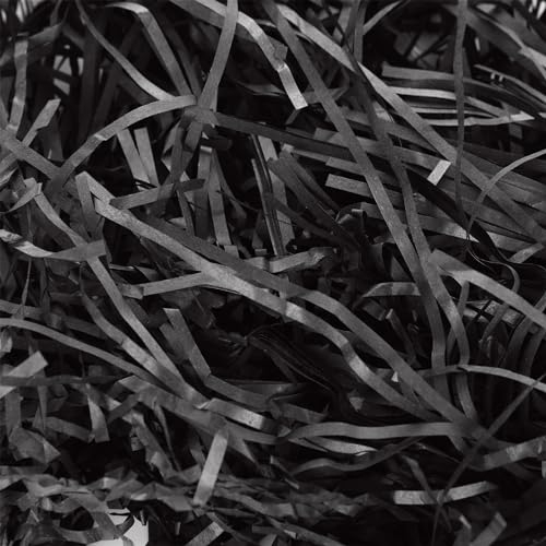 WOPPLXY 2KG Black Shredded Tissue Paper - Hamper Filling Black Tissue Paper Shredded Gift Box Filling - Shredded Tissue Paper for Gift Boxes, Hampers, Packaging