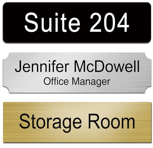 Placa de Nombre Grabada Personalizada Para Puerta o Pared, Placa de Nombre Personalizada Para Puerta de Oficina con Adhesivo, 10 Colores Disponibles, 3 Estilos (5.1 x 20.3cm)