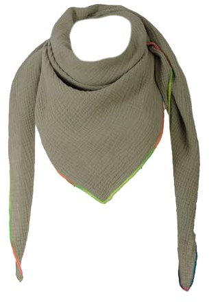 FASHION YOU WANT XXL Tuch 23 Farben Farbwahl Halstuch Musselintuch Musselin Damen Damenhalstuch Dreieckstuch Schal Herren Männer Frauen Herrenhalstuch Dreieckig leicht (einlagig)) (khaki/bunt)