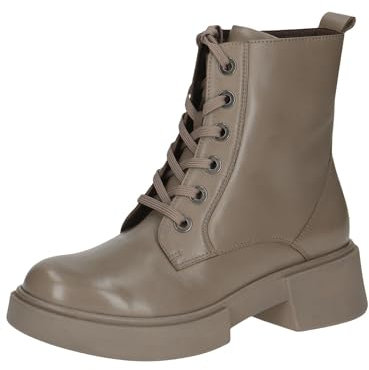 CAPRICE Damen Stiefeletten zum Schnüren aus Leder mit Reißverschluss, Braun (Taupe Nappa), 41 EU