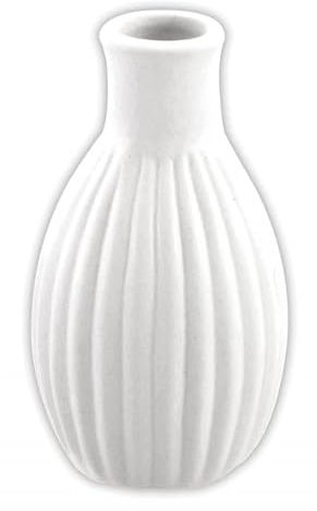 Chaks 13334, Mini-Vase, Keramik, rund, geriffelt, 8,5 cm, Weiß