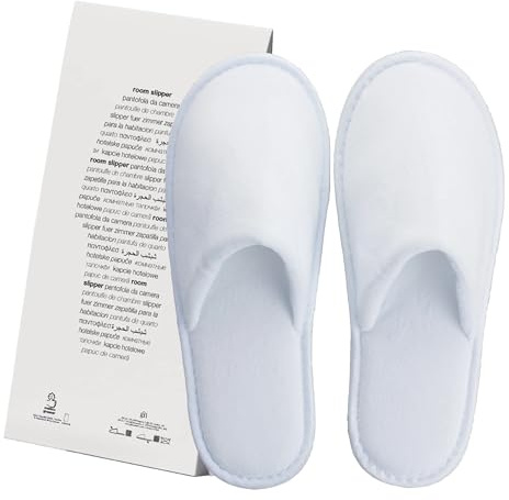 AURA LUXURY COLLECTION ® 100 paia di CIABATTE MONOUSO bianche unisex TAGLIA UNICA con suola antiscivolo per ospiti, hotel, b&b spa centri estetici