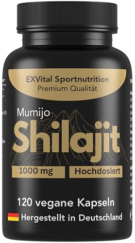Mumijo Shilajit Kapseln, hochdosiert 1000mg pro Tagesdosis, das Original aus dem Himalaya, 120 Kapseln, vegan & laborgeprüft