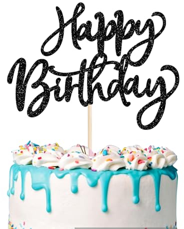 1 Stück Happy Birthday Tortendeko Glitzer Geburtstag Cake Topper zum Feiern alles Gute zum Geburtstag Party Kuchen Dekorationen Zubehör Schwarz