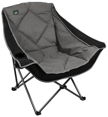 Northroad Übergroßer Faltbarer Campingstuhl mit Getränkehalter, Tragetasche für Strand, Wandern und Picknicks, Heavy-Duty 300-lbs Kapazität, Schwarz