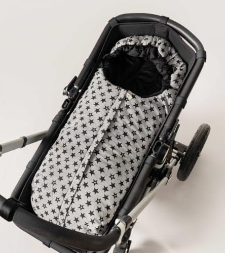 BCN ® Winterfußsack für Babyzen Yoyo ® 0+ und Stühle Gruppe 0+ (Fun Black Star)