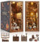 Book Nook Kit - Puppenhaus Bausatz mit LED-Beleuchtung, Magische Nacht Thema Buch Nook Kits, 3D Holz Bücherregal Puzzle Booknook einfügen Dekor Handwerk für Erwachsene Teenager Geschenke