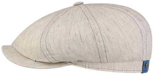 Stetson Hatteras Pandico Flatcap Zweifarbige Mütze 100% Leinen Nadelstreifen Herren Made in EU Frühjahr Sommer