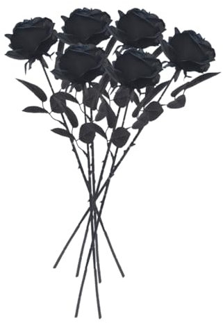 PRETYZOOM 6 Rose Artificiali Nere Gotiche Di Halloween Decorazione Realistica A Forma Di Fiore Singolo Per Feste