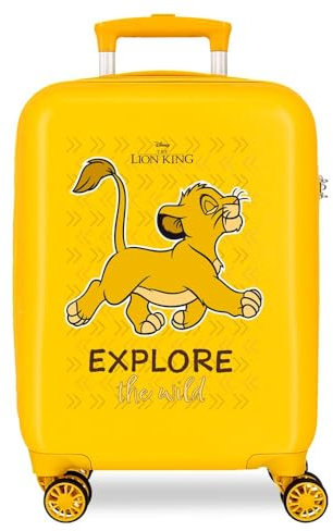 Disney Joumma Le Roi Lion Explorer Valise Cabine pour Enfant, fabriquée en ABS, matériau résistant, Quatre Roues Doubles à Rotation multidirectionnelle, Fermeture à Combinaison latérale, Citronier,