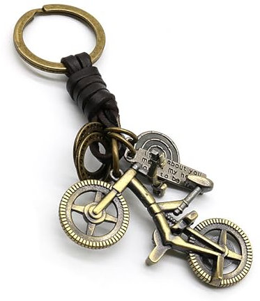 Porte-clés Vélo en Métal et Cuir, Porte clé Porte Clef Cadeau Personnalisé, Porte-clés pour Vélo, Porte-clés de Bicycle, Porte-bonheur, Bike Key Ring